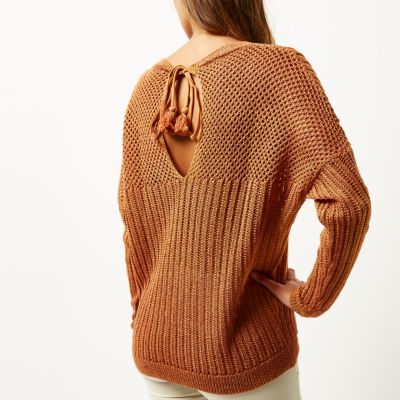 Rust crochet jumper